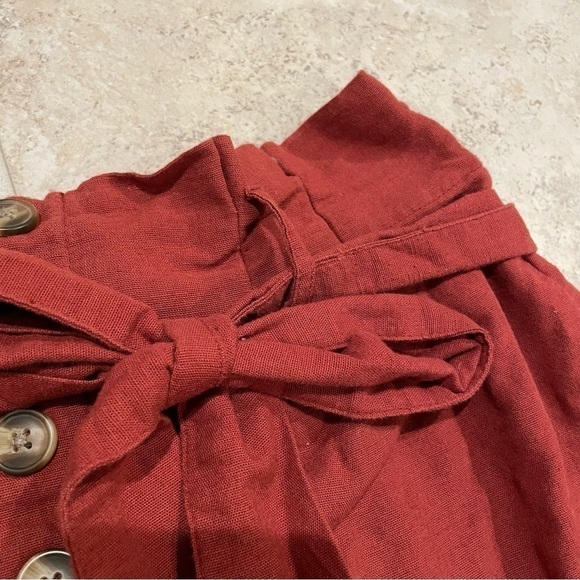 American Eagle Rust Orange Button Down Tie Classic Mini Skirt Everyday Summer - Picture 3 of 5